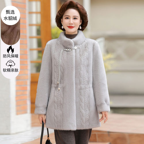 时尚妈妈冬装外套保暖仿水貂绒