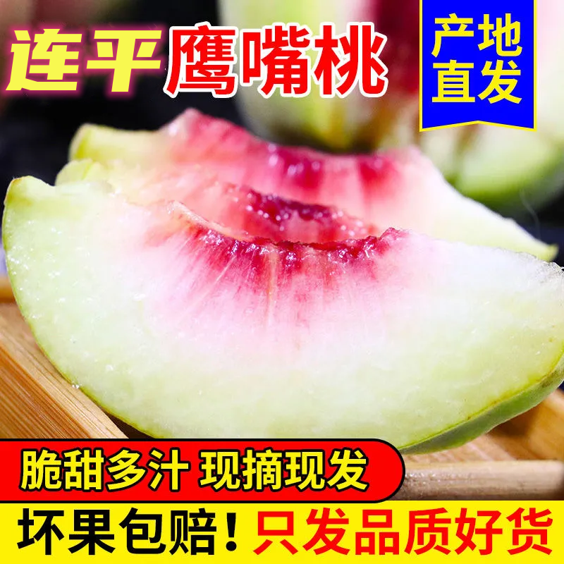 连平上坪鹰嘴桃精选大果广东河源脆桃子水蜜桃新鲜水果10斤礼盒装