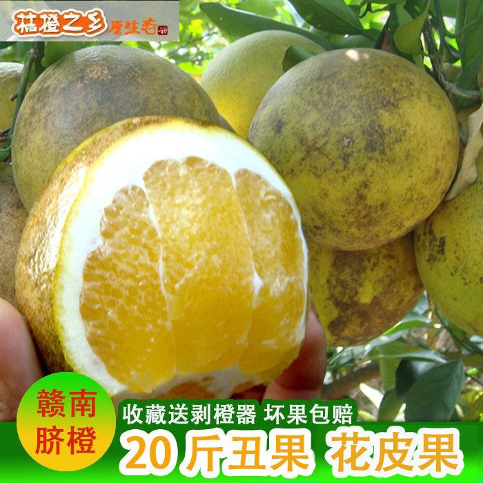 绿色新鲜水果正宗赣南脐橙甜橙子江浙沪25 省包邮 20斤丑果花皮果