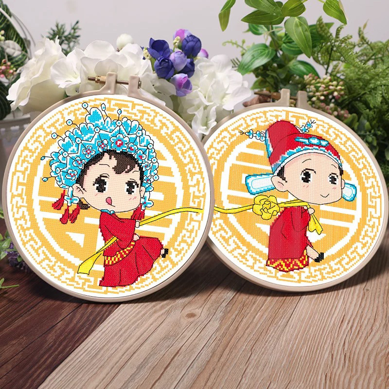 纯手工十字绣成品新款新郎新娘情侣一对结婚款婚礼中国风卧室小件,居家布艺,十字绣成品,淘宝优惠券,粉丝福利购,淘宝优惠卷