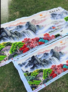 纯手工十字绣成品富春山居图大幅风景山水画流水生财手秀好的出售