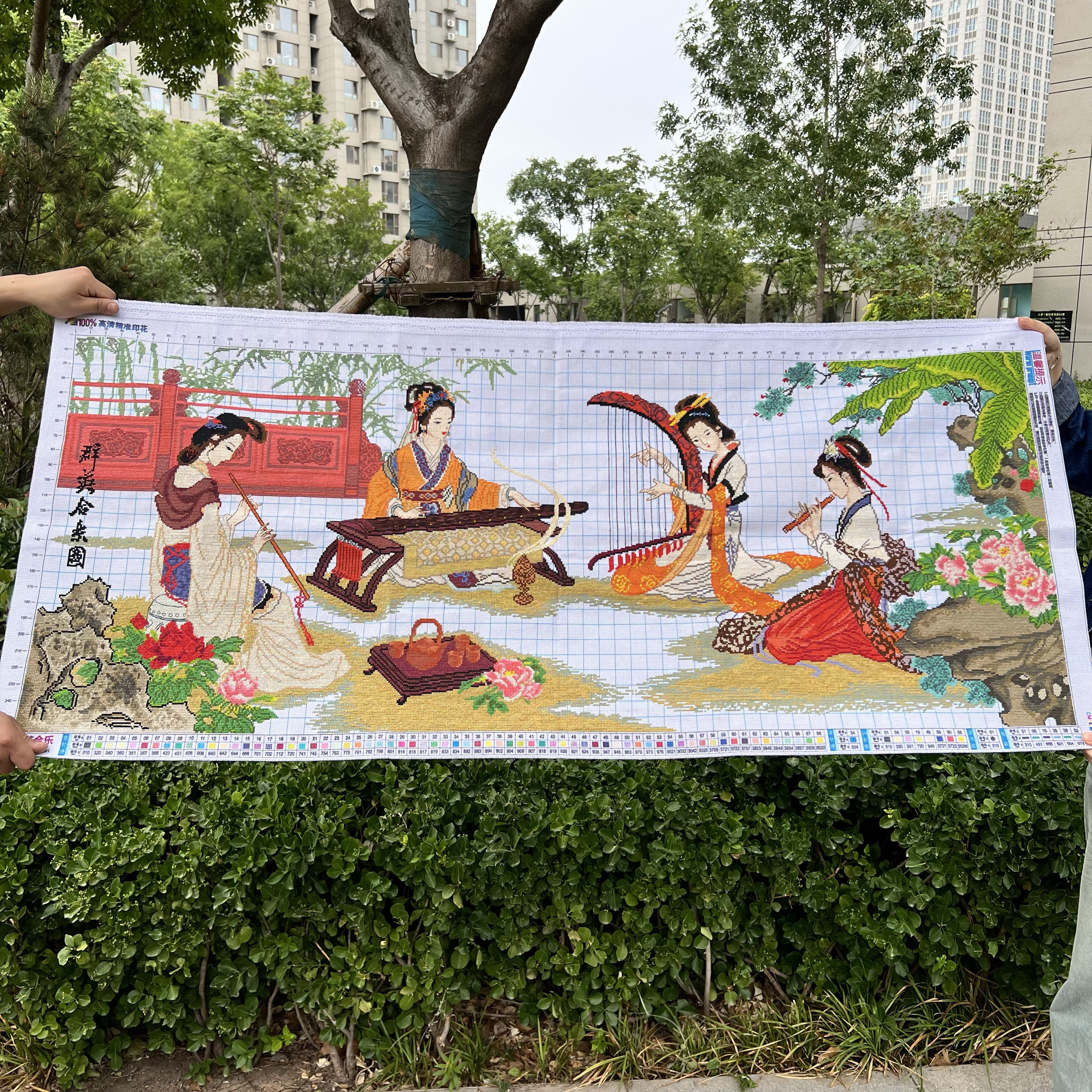 纯手工绣好的十字绣成品新款琴棋书画古典美女群英合乐四大美女