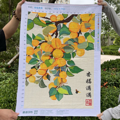 纯手工绣好的十字绣成品新款幸福满满杏福满满寓意好水果装饰挂画