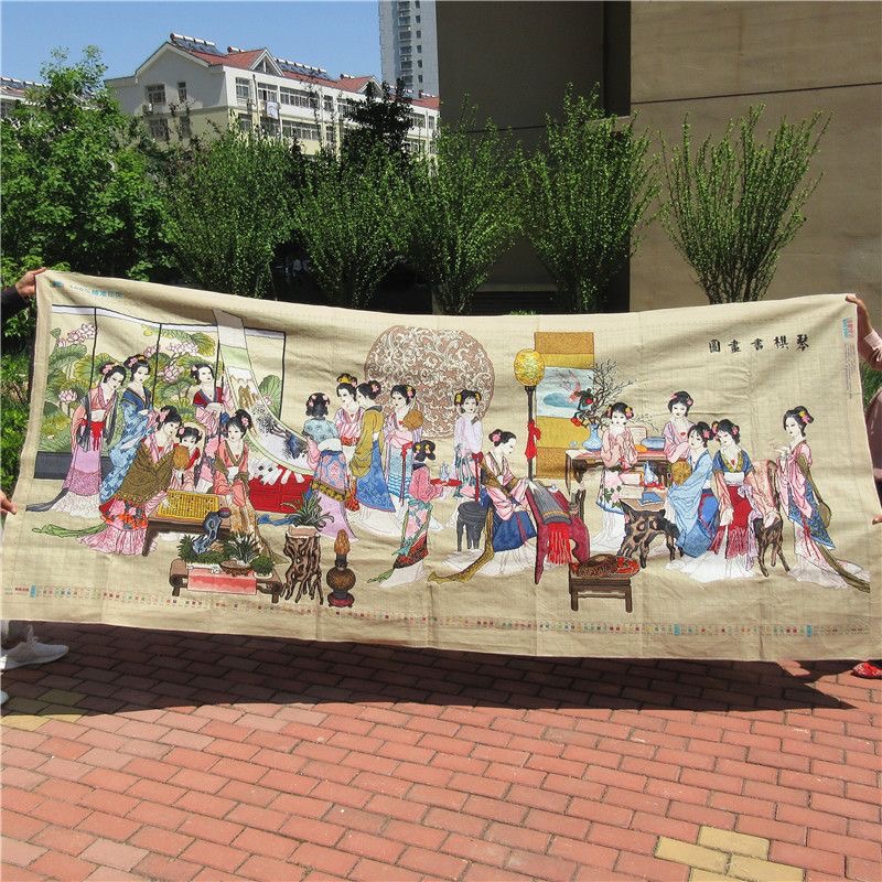 绣好的纯手工手绣十字绣成品琴棋书画十二金钗十八美女古代仕女图
