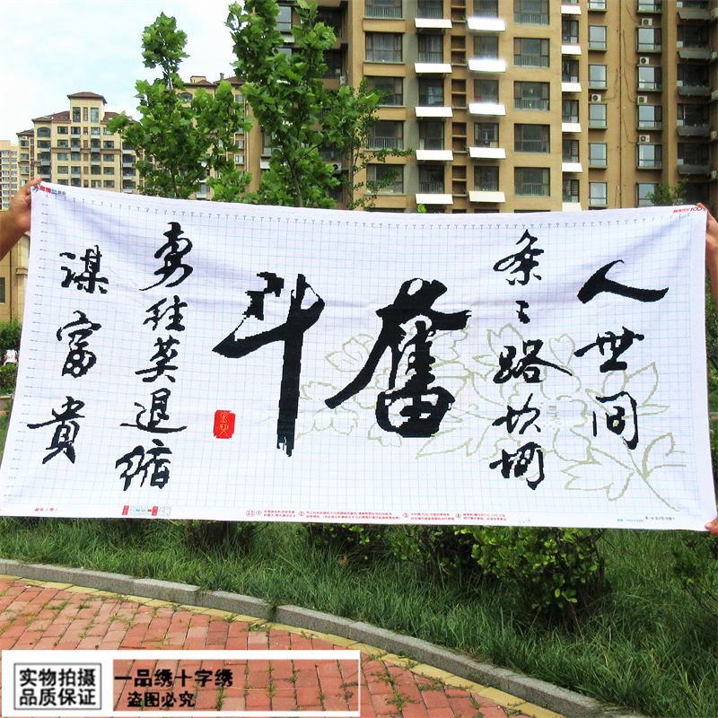 奋斗客厅纯手工十字绣成品新款绣好的办公室新品字画大图简约大气