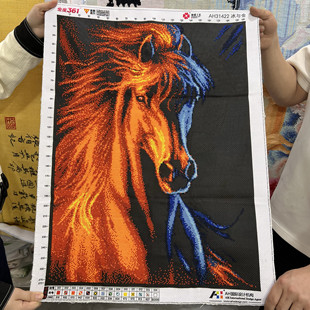 3D纯手工绣好的十字绣成品冰与金新款冰与火马到成功马头客厅挂画