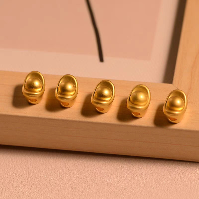 DIY DIY古法沙金保色小元宝通孔转运珠编织手绳项链吊坠DIY配饰