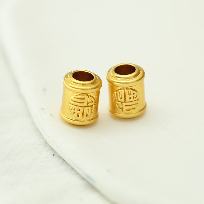 古法沙金配件珐琅彩保色福字桶珠管珠隔珠手工diy串珠手链项链