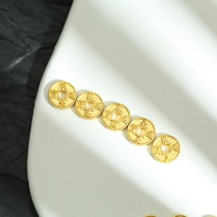 沙金五帝铜钱 diy手链脚链本命年仿古五帝铜钱男女通用配件散珠