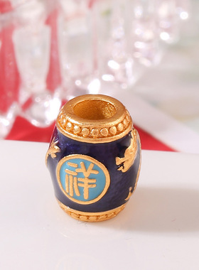 古法沙金珐琅彩烧蓝祥龙景泰蓝龙纹浮雕桶珠diy手工串珠配件