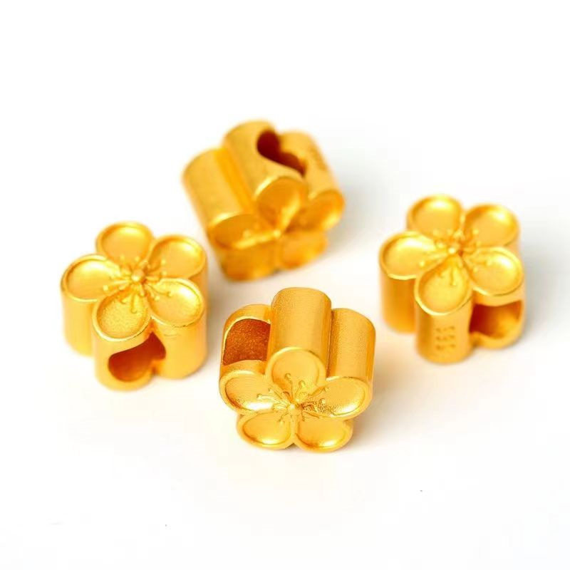 DIY古法沙金通孔隔珠梅花结转运珠DIY手绳编织材料饰品配件