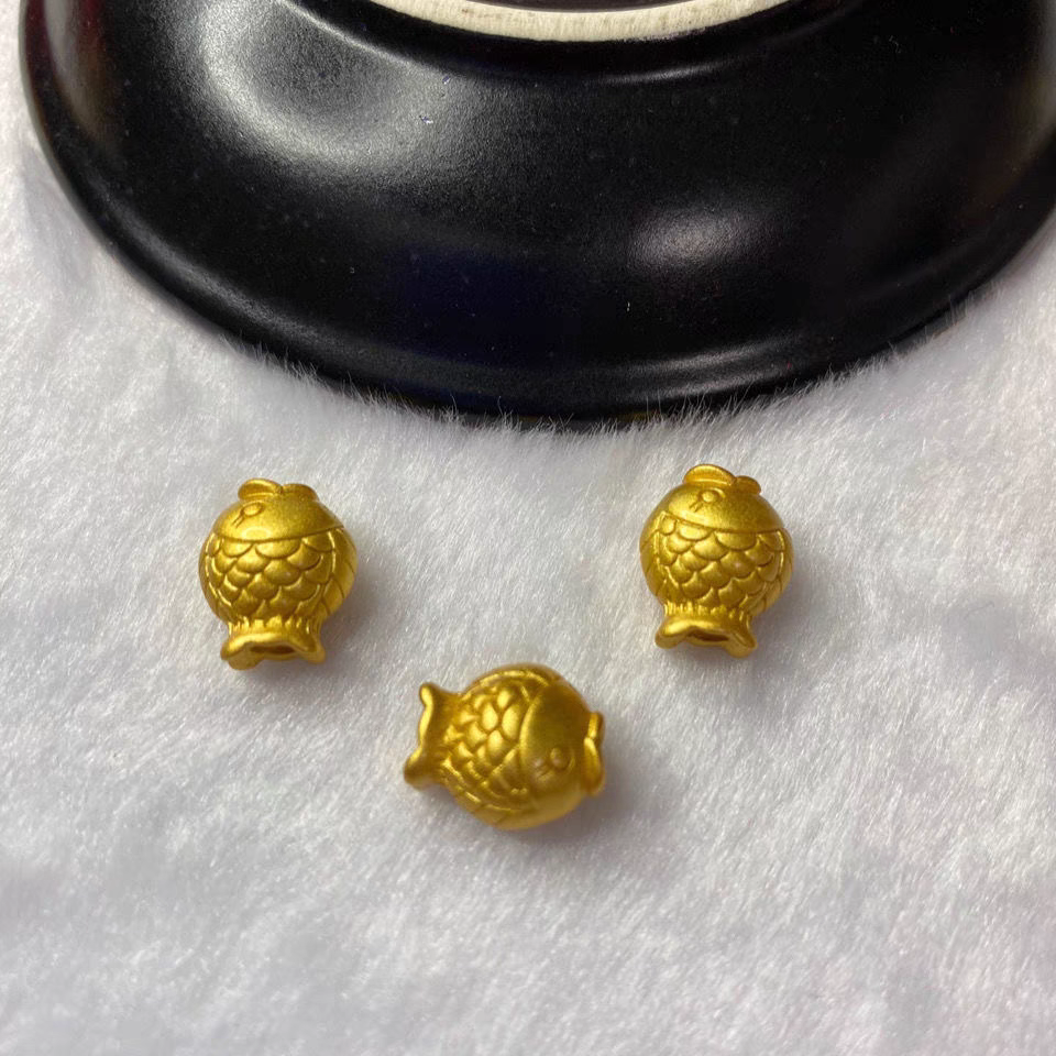 古法沙金小配件烧蓝纯素色金鱼开运隔珠手工串珠手链项链饰品配件
