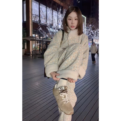 韩式搭配一整套冬装加绒碎花睡衣