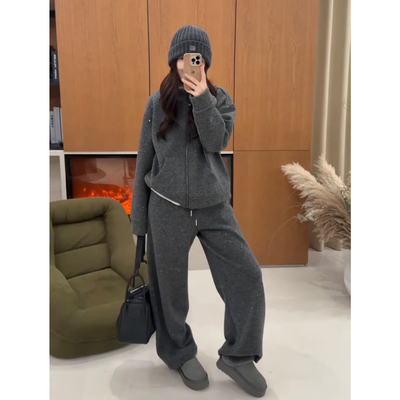 超好看独特漂亮灰色慵懒风运动服