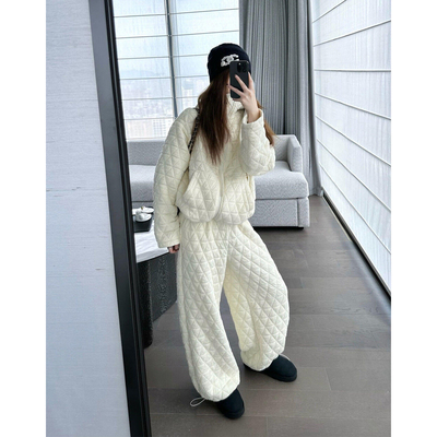 巨好看的菱格运动服冬季加厚套装