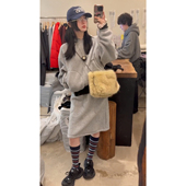 韩系高级感休闲运动小香风羊羔绒连帽卫衣巨好看套装 裙两件套冬装