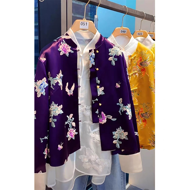 新中式国风小众高级感女装2024新款禅意唐装气质复古盘扣紫色外套