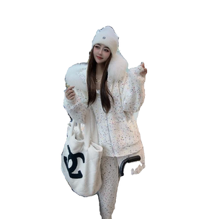 今年流行冬装套装女时尚高级感加绒连帽卫衣阔腿裤网红运动两件套