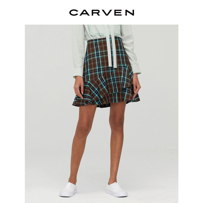 CARVEN卡纷春夏荷叶边格纹半身裙2025A|ruв категории Женская одежда, юбка - от Buy2taobao.com для оказания профессиональной услуги покупки агента Taobao