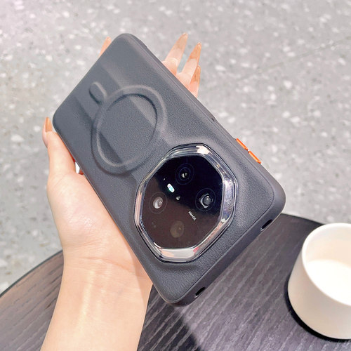 适用于华为mate80rs手机壳高级mate50rs大孔金属镜头圈素皮华为Mate70RS新款mate40保时捷磁吸mate60rs保护套