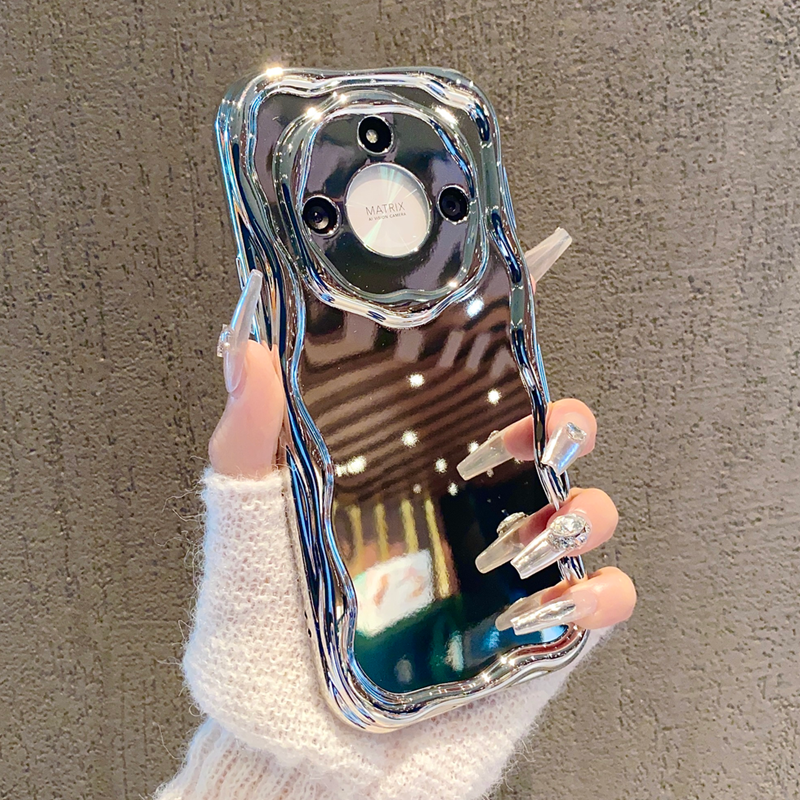 适用华为荣耀x50手机壳女荣耀X40新款荣耀x30女款补妆镜子荣耀X50个性简约honor全包镜头5g镜面波浪防摔软保