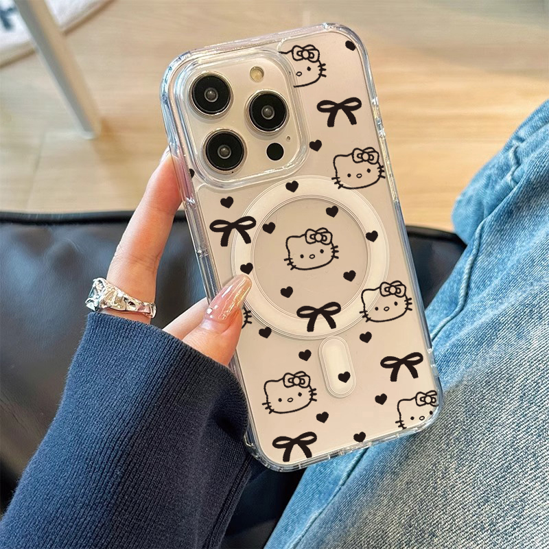 适用蝴蝶结爱心KT猫苹果16手机壳磁吸iphone14promax新款女15plus高级13pro透明12创意卡通xs防摔11可爱8/i7