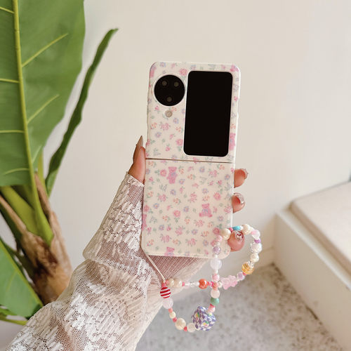 适用OPPOFindN3Flip手机壳卡通PGT110折叠屏全包findn2flip保护套碎花小熊findn3flip肤硅胶超薄防摔imd质