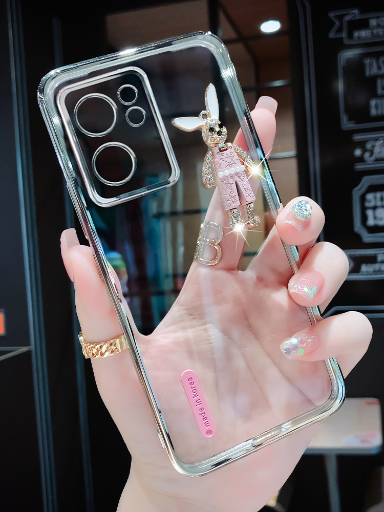 适用opporeno7手机壳Reno7pro透明电镀保护套reno7se镜头全包防摔简约奢华新款por超薄时尚兔子硅胶软女款高