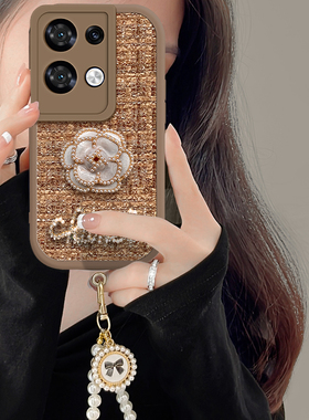 适用绒布小香风opporeno8手机壳新款编织Reno9pro山茶花女款reno7镜头全包Reno6软硅胶壳reno10防摔5g保护套