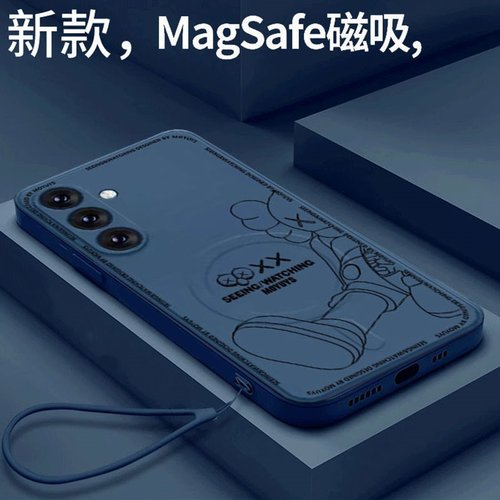 适用Kaws潮牌芝麻街三星s24ultra手机壳三星S23Ultra液态软硅胶S22+磁吸无线充电s21+可爱卡通5g新款情侣男女