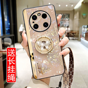 蝴蝶闪钻Mate40pro支架防摔套MATE40镜头全包mt40e硅胶外壳por潮女5g奢华挂脖网红 适用华为mate40手机壳新款