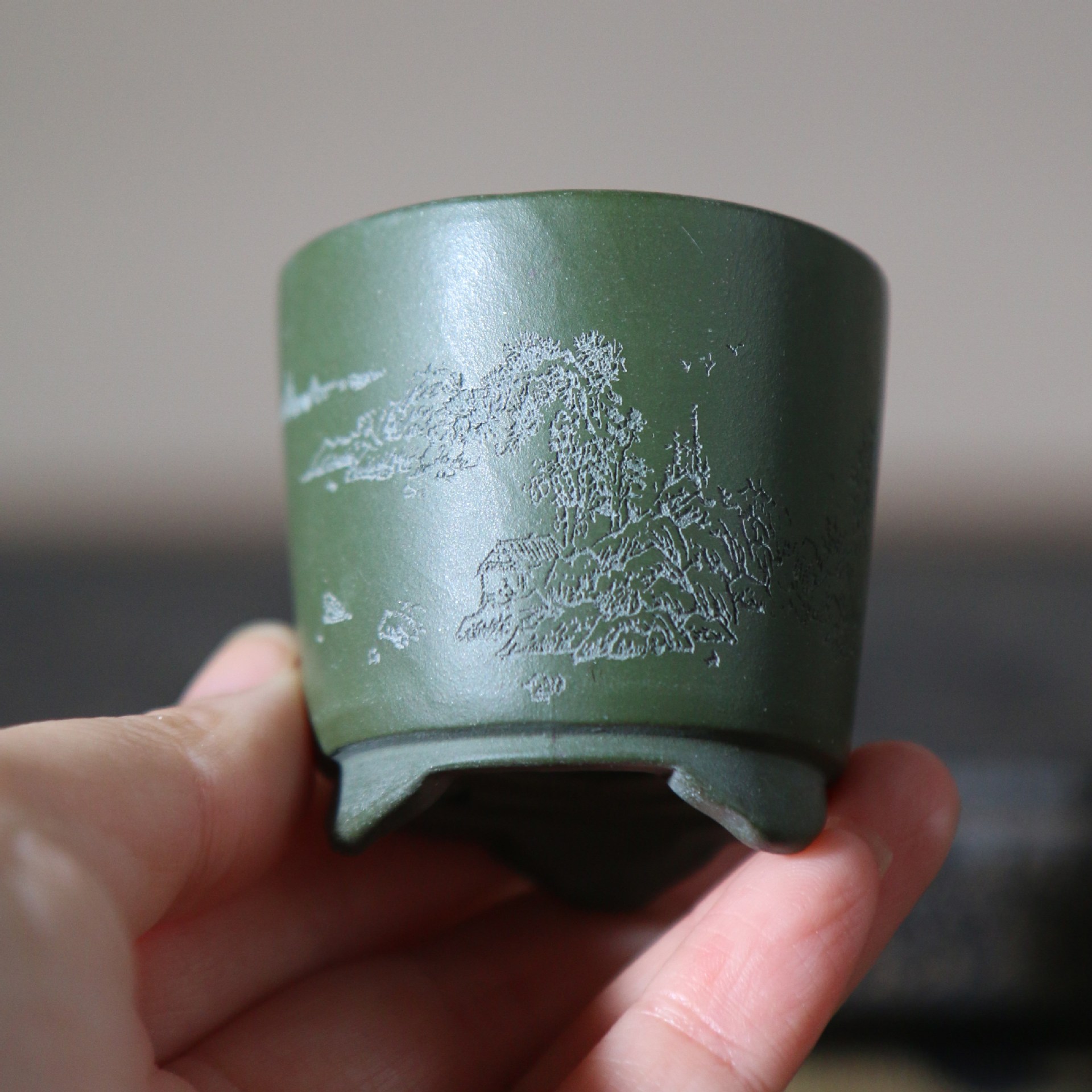 紫砂花盆圆形微型盆景盆掌上盆栽微型迷你小盆微盆特小张可磊精品