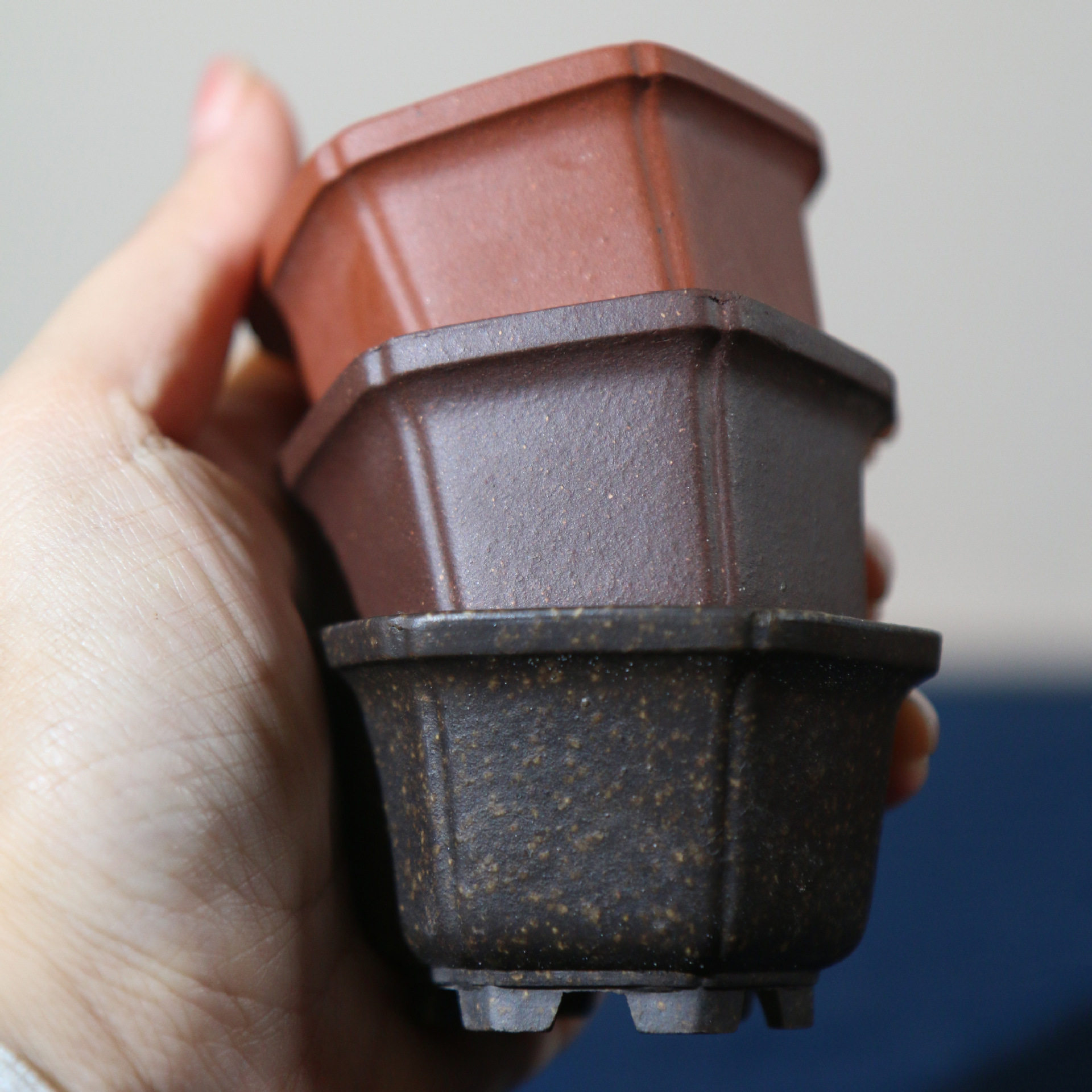 紫砂花盆微型盆手工花盆微盆小盆桌面盆栽拇指盆六方形特小迷你盆