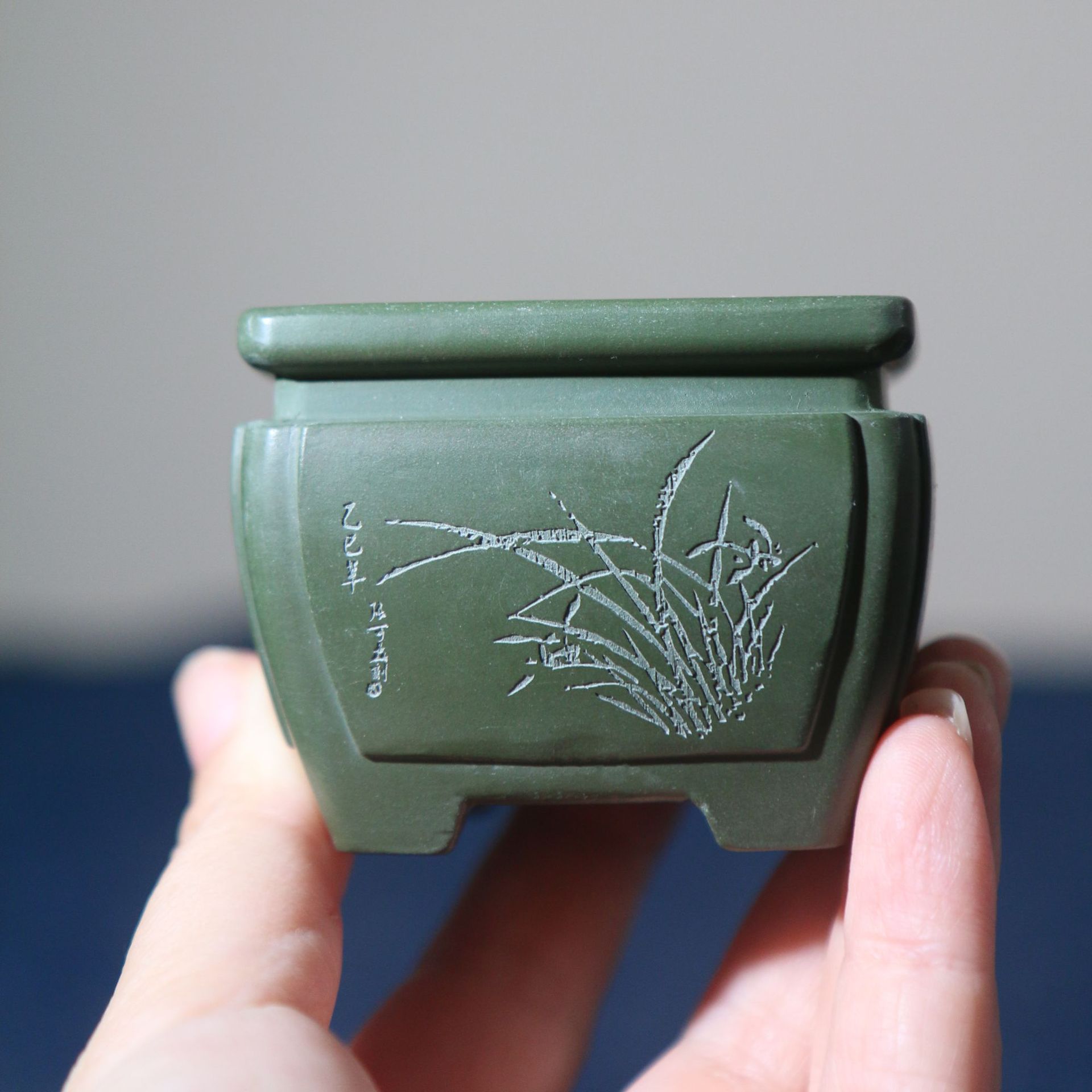 紫砂花盆微型手工盆景盆正方形小盆特小微型掌上盆栽张可磊名家盆