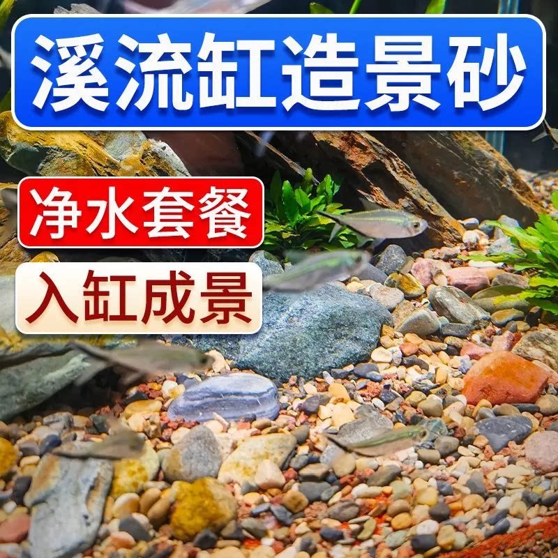 溪流砂鱼缸造景装饰底砂天然溪流石头雨林沙水草乌龟缸底部细沙子