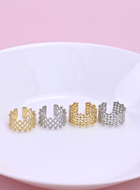 轻奢小众金属镂空可调节开口戒指