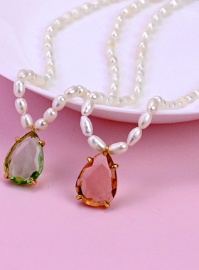 女精致天然珍珠水滴吊坠项链百搭