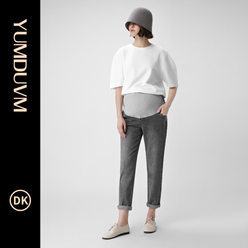 孕度孕妇牛仔裤老爹裤秋冬外穿新品宽松时尚孕妇裤薄款牛仔长裤子