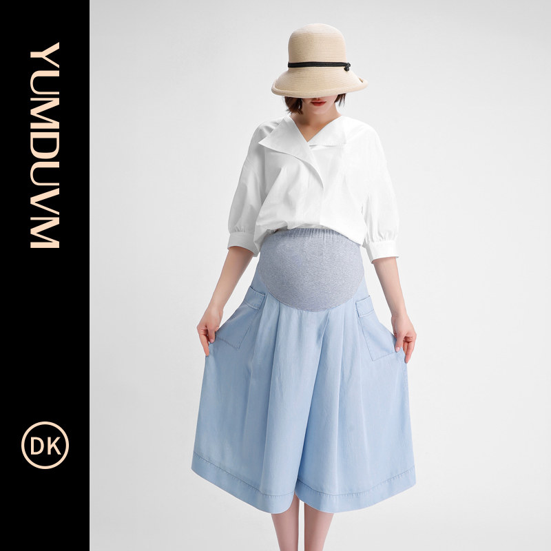 孕度孕妇裙裤宽松大码2023夏季新款七分孕妇裤子牛仔裤阔腿裤夏装