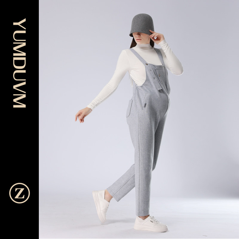 孕度孕妇背带裤春秋外穿裤子时尚潮妈宽松孕妇装大码秋冬季休闲裤