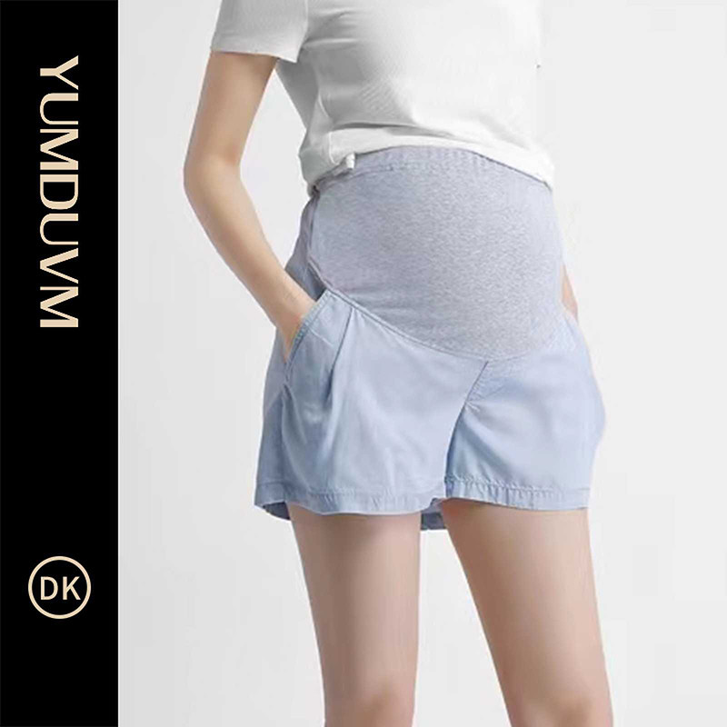 北欧孕度孕妇短裤夏季外穿天丝牛仔短裤冰丝裤子宽松外穿孕妇裤潮