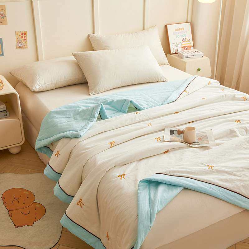 德国品质a类100%新疆棉花空调被卡通纯棉刺绣手包边夏凉被水洗棉