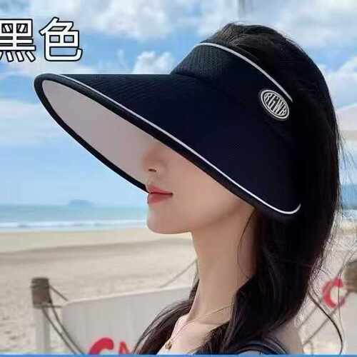 香港高端韩版夏季透气无顶防晒遮阳帽防紫外线空顶帽女户外百搭网