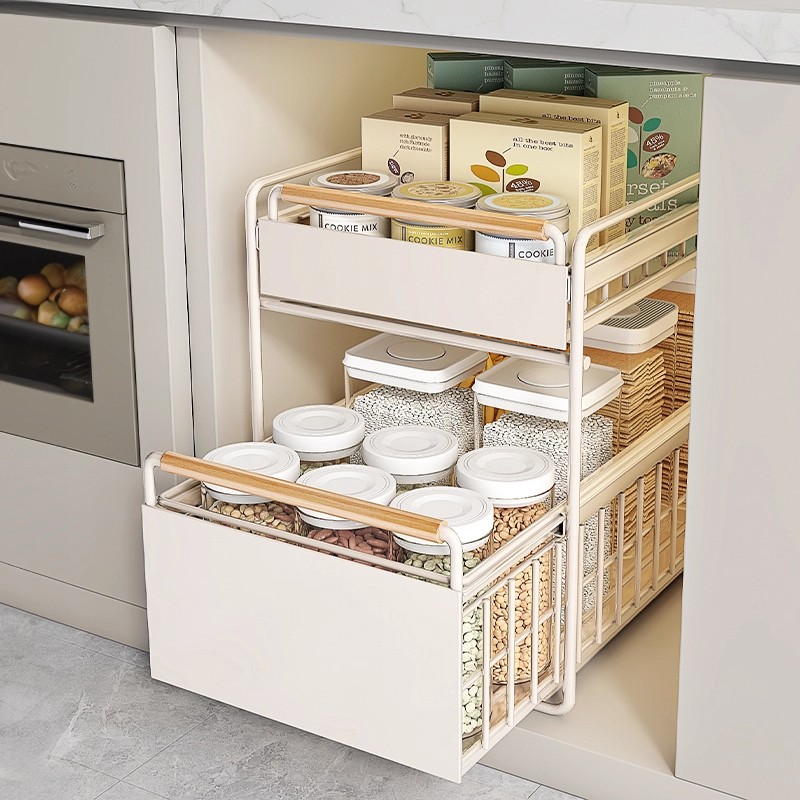 超深超大双层置物抽拉置物架