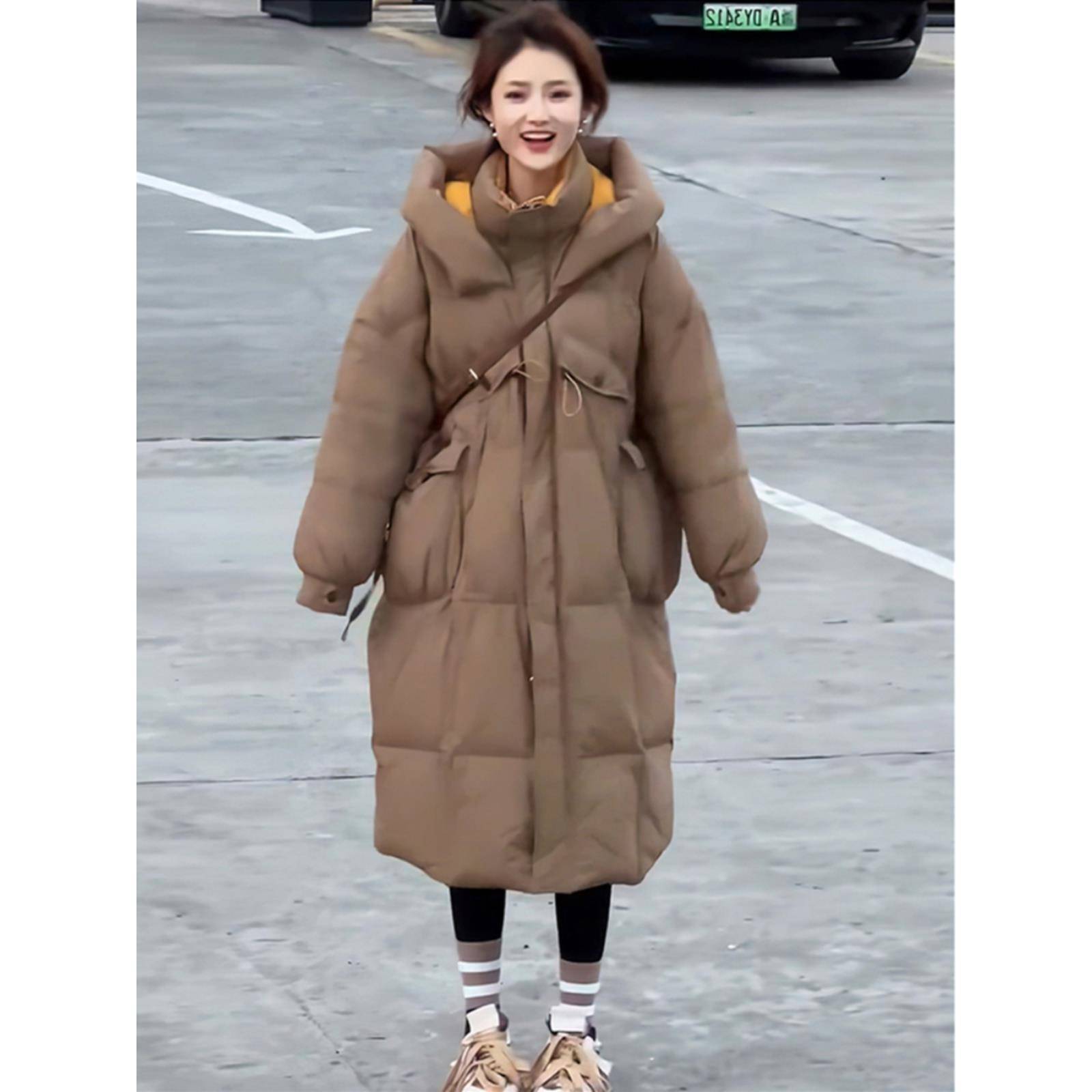 长款羽绒服女冬季2025新款时尚过膝加厚白鸭绒大被子面包服外套潮