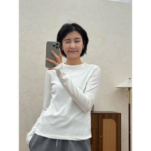 周浪清修身圆领内搭打底衫2025新款女秋冬季显瘦正肩长袖t恤上衣