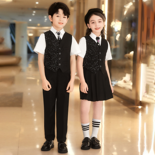 小学生校服儿童合唱夏季马甲套装