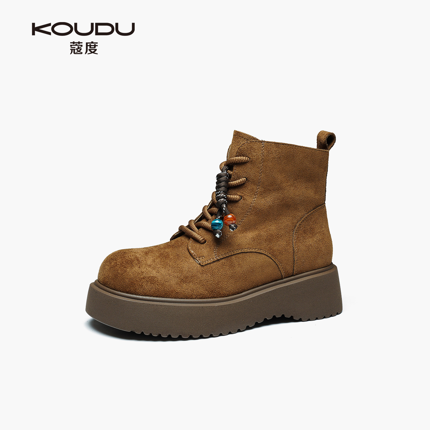 蔻度2025冬季新款短筒女靴厚底时尚百搭马丁靴圆头显脚小女款短靴