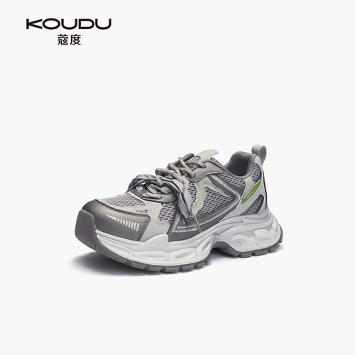 KOUDU女透气厚底增高老爹鞋
