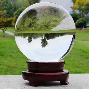 白水晶珠子球摆件透明紫黄色玻璃球装 饰品客厅办公桌家居办公室